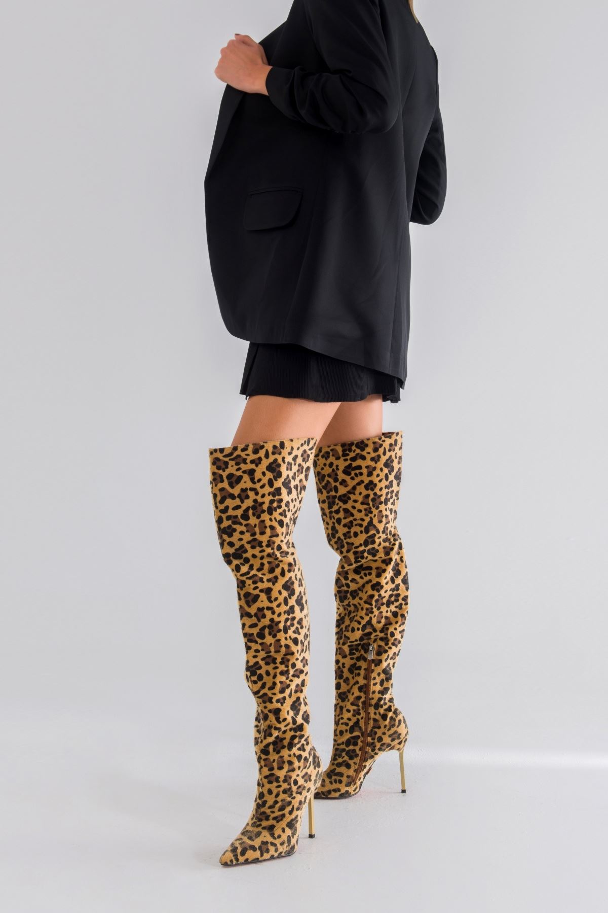 Nove Ati Leopard - Ženske Čizme Na Štiklu #0280
